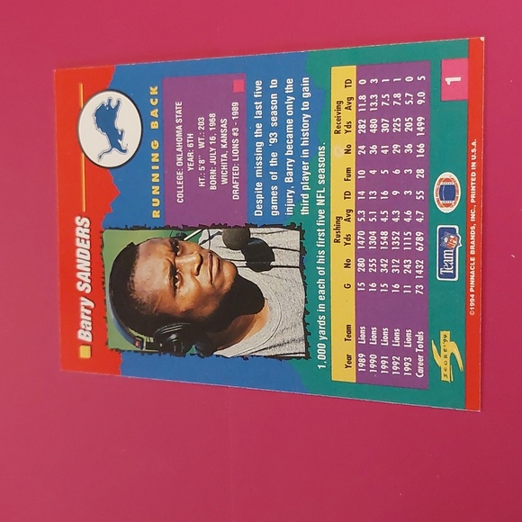 Set of 7 Barry Sanders Trading Cards - Picture 10 of 10